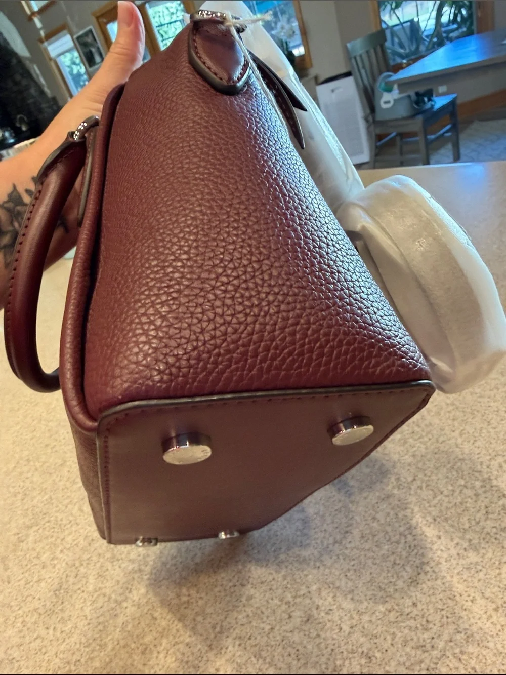 NWT Michael Kors Sienna Merlot Md messenger Leather Satchel Silver hard ware